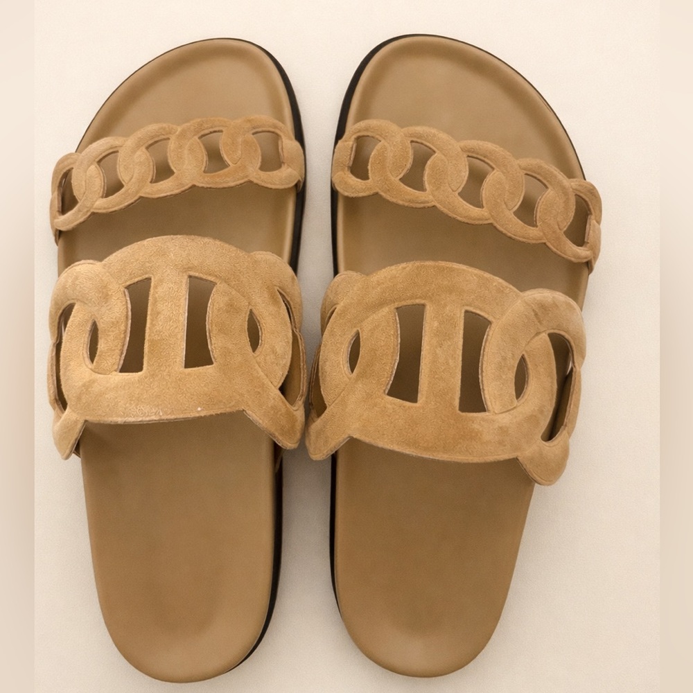 Hermes Extra Slide Sandals in Beige Albâtre 39.5
